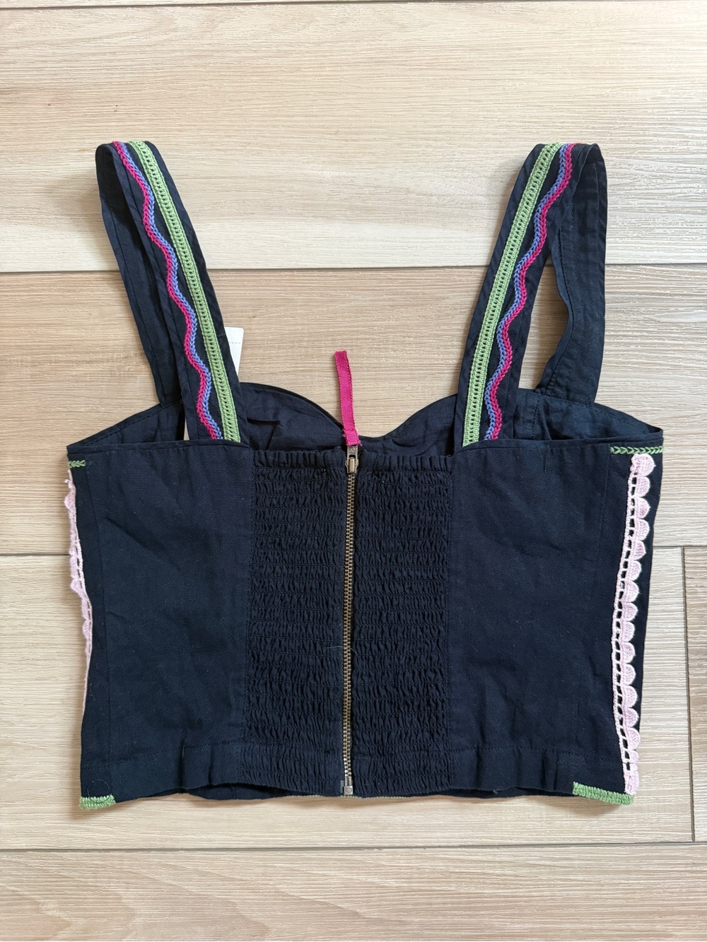 NWT Anthropologie Crop Top Embroidered Boho Black Floral Size 4 - Picture 8 of 13